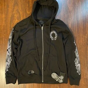 Black with White Chrome Hearts graphic Zip up Size (Medium)